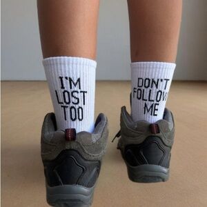 Don’t Follow me I’m lost too Humor Word Socks, Funny Womens/Mens Socks, Youth